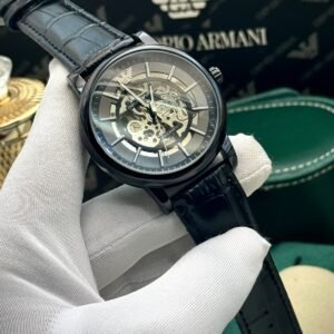 Emporio Armani Black Belt Oval Black Dial AA