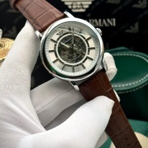 Emporio Armani Brown Belt Oval White Dial AA