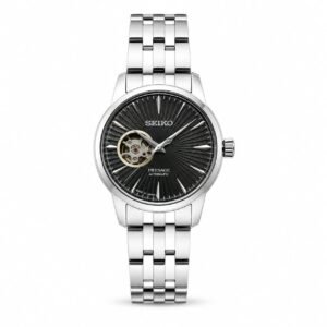SEIKO PRESAGE OPEN HEART AUTOMATIC SILVER BLACK
